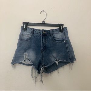 Distressed Ripped Denim Jean Shorts